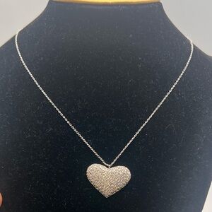 White gold dipped chain with a cz heart pendant